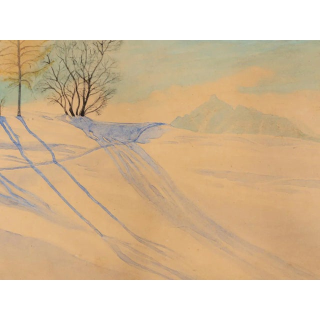 R. Ebster, Winter Landscape, 1946, Watercolor on Paper, Framed For Sale - Image 7 of 11