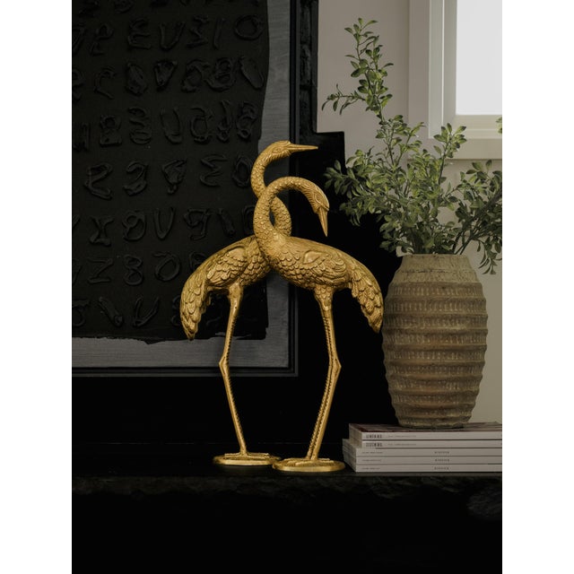 Vintage 24" Bronze & Brass Casted Mid-Century Chinoiserie Cranes For Sale - Image 14 of 16