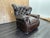 Rh Churchill Leather Chair With Nailheads Vintage Ebony Leather | Down-Feather Fill | Classic Depth For Sale - Image 14 of 18