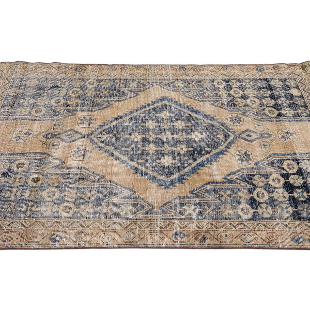 1960s 1960s Vintage Persian Distressed Handmade Tribal Beige Wool Rug For Sale - Image 5 of 7
