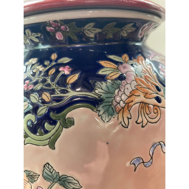 Vintage Set of 2 Chinoiserie Table Lamps - Ginger Jar Lamps - Floral Porcelain Ceramic For Sale - Image 10 of 11