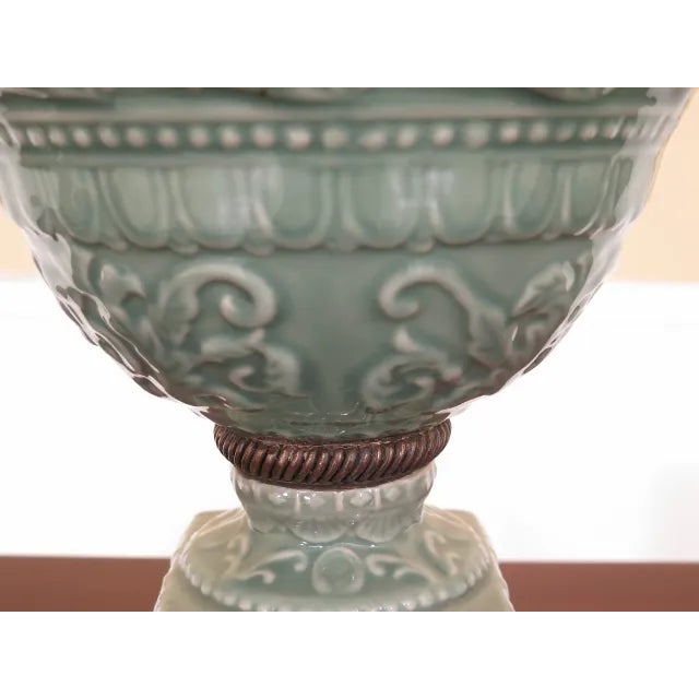 Approx: 10 Years Old High Quality Construction Nice Green Glazed Porcelain UPS $25 Nice Details Condition: Excellent Super...