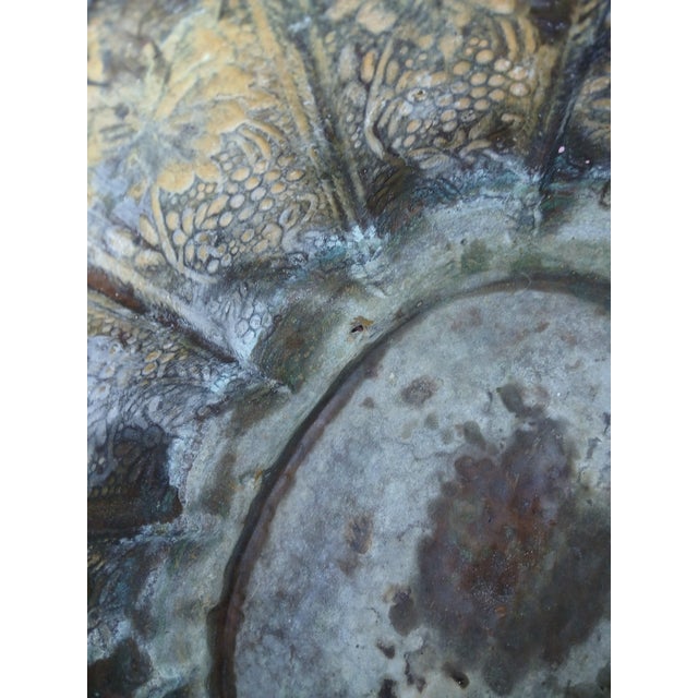 Verdigris Late 19th Century Victorian Repousse Copper Floral Scalloped Jardiniere Planter For Sale - Image 8 of 8