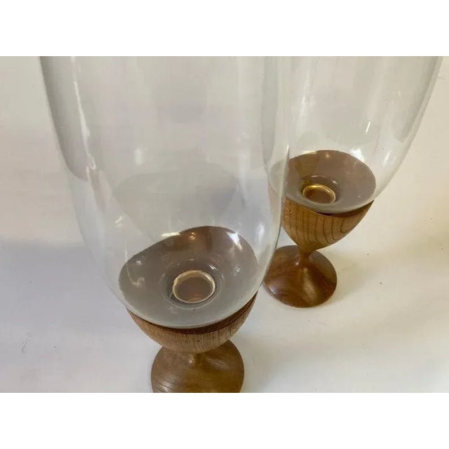 Mid-Century Modern Pair of Danish Mid Century Hurricane Candle Holders For Sale - Image 3 of 9