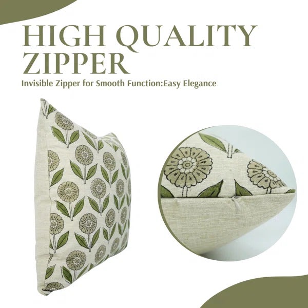 Fabdivine Handmade Block Print Decorative Cushion Cover 24x24 Inch Genda Pushp For Sale - Image 4 of 5