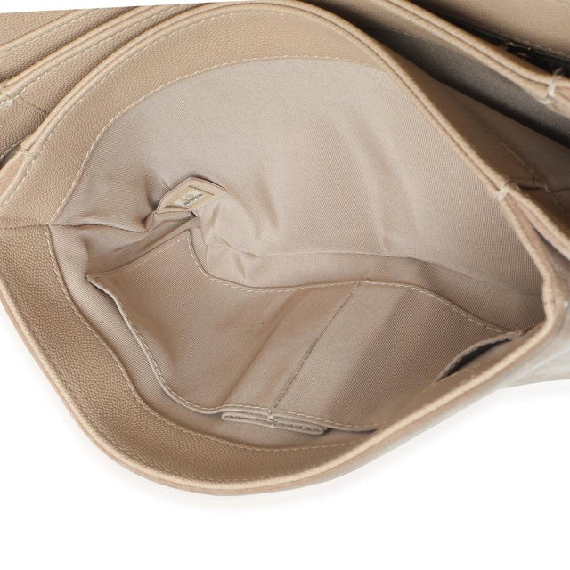 Beige Quilted Caviar Suede Lady Coco Chain Flap Bag For Sale - Image 9 of 9