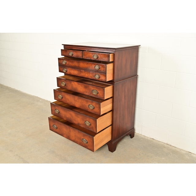 Henredon Georgian Flame Mahogany Highboy Dresser, Circa 1950s For Sale In South Bend - Image 6 of 16