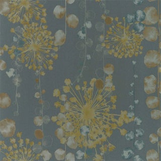 Harlequin Moku Wallpaper in Graphite/Mustard For Sale