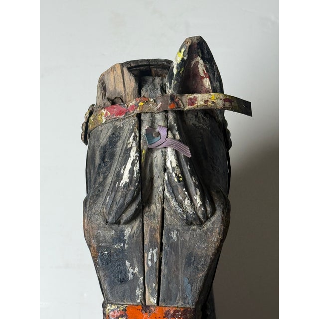 Indian Antique Hand-Carved Wooden Carousel Horse Head For Sale - Image 3 of 10