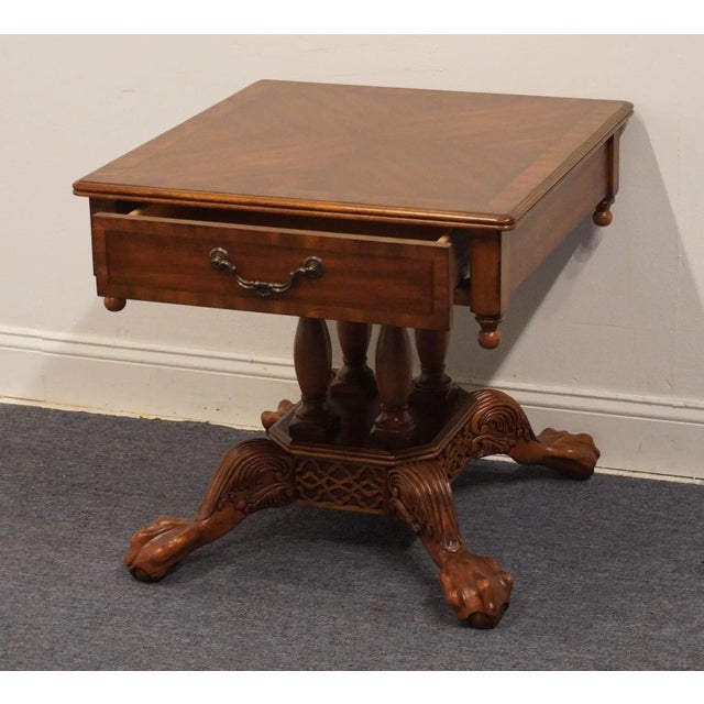 High End Bookmatched Mahogany Contemporary Traditional Chippendale Style 26" Carved Clawfoot Accent End Table For Sale In Kansas City - Image 6 of 11