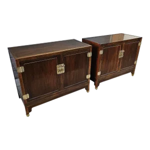 Mid 20th Century Pair of Michael Taylor for Baker Furniture Chinoiserie 2-Door Cabinets