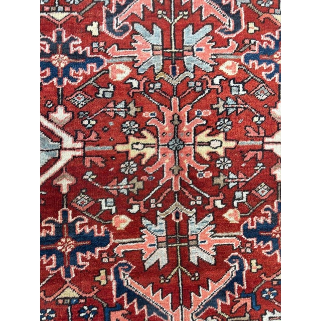 This is an Authentic wool pile genuine hand made antique Persian Heriz - Circa 1930's In excellent condition.