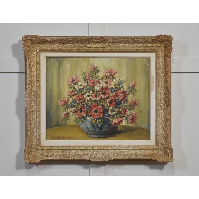 Blue Still Life of Flowers, 1920s-1940s, Oil on Canvas, Framed For Sale - Image 8 of 8
