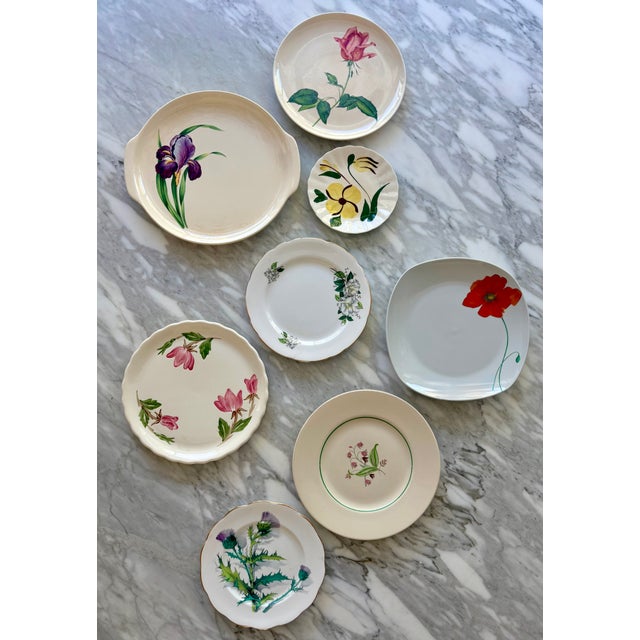 Mid 20th Century Painted Petals Eclectic Floral Wall Plate Curation - 8 Piece Set For Sale - Image 16 of 16