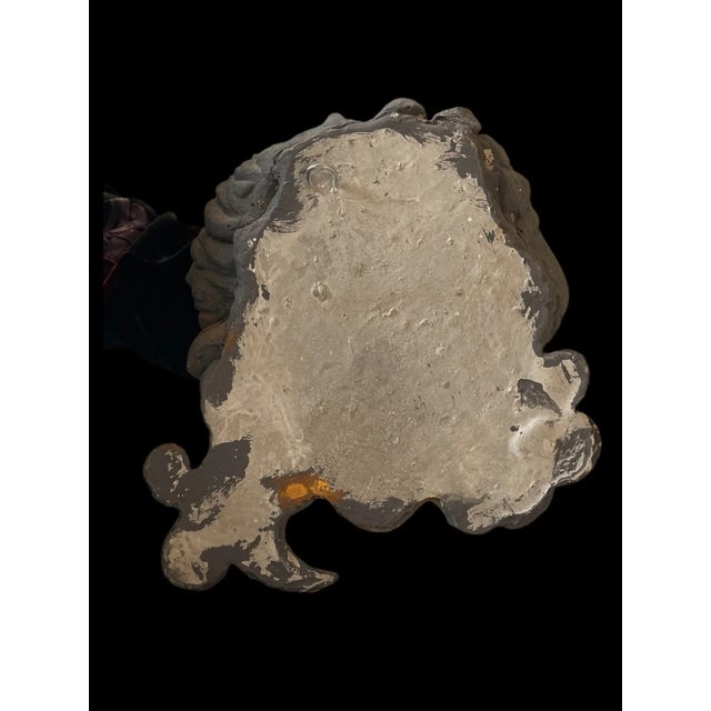 Antique Art Nouveau Sculpted Ceramic Cement Bust Planter Wall Sconce For Sale - Image 10 of 11