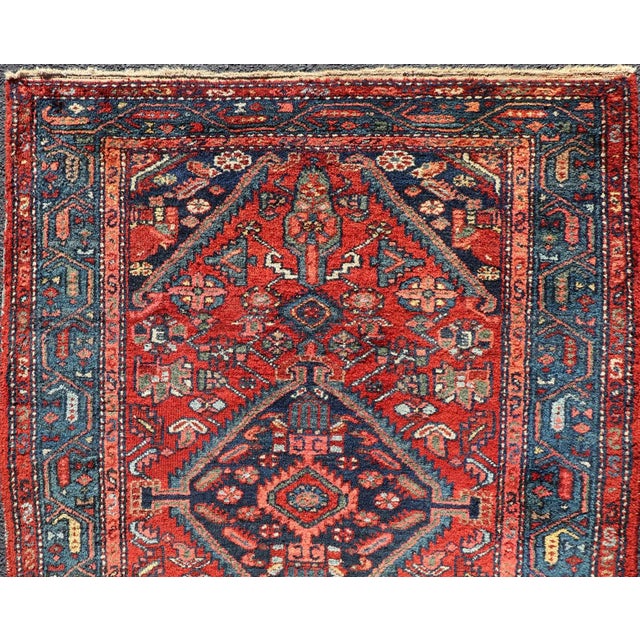 Traditional Antique Persian Hamadan Rug With Colorful Geometric Medallion Design For Sale - Image 3 of 5