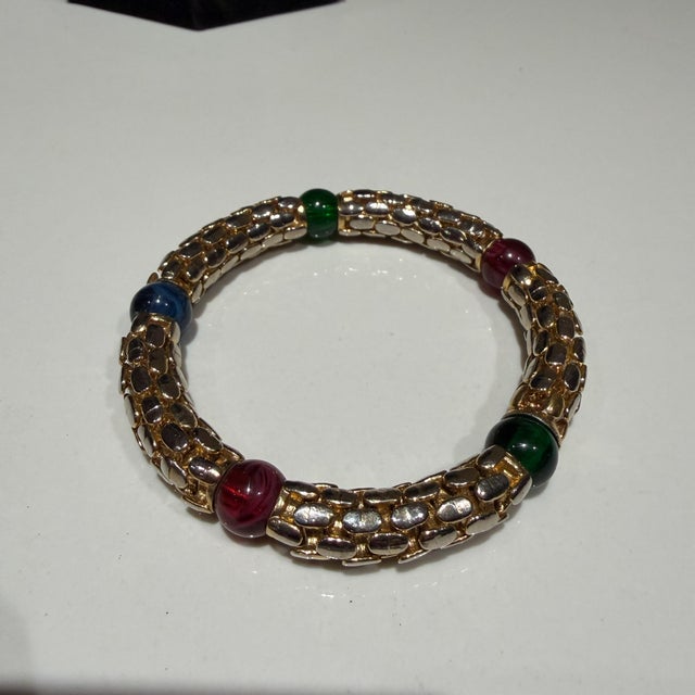 Vintage Gold-Tone Choker Necklace and Matching Bracelet Rau Klikit For Sale - Image 9 of 17