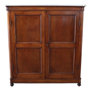 Small Antique Wardrobe in Walnut with Marble Top, 1800s For Sale