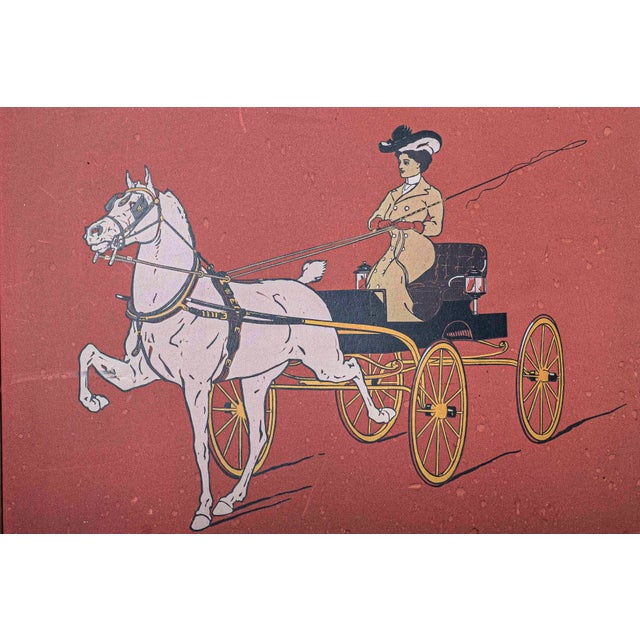 A striking circa 1900 equestrian print titled Carriage Drive, presented in a substantial period wood frame and retaining...