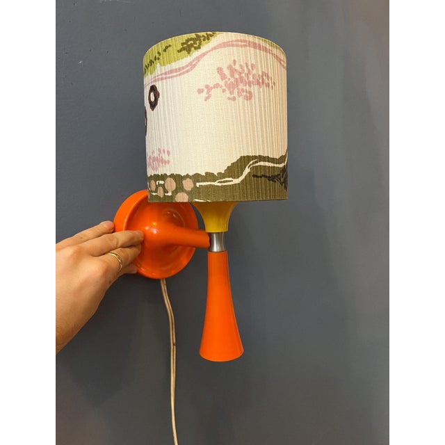 Textile Mid-Century Space Age Orange Textile Sconce Wall Lamp For Sale - Image 7 of 11