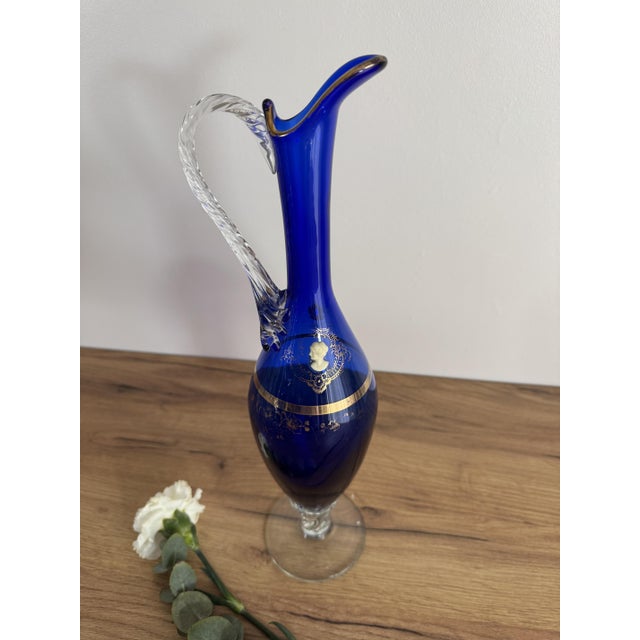 Vintage Murano Glass Blue Decanter For Sale - Image 5 of 5
