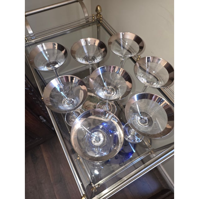 1950s 1950s Eight Silver Rimmed Martini Glasses For Sale - Image 5 of 8