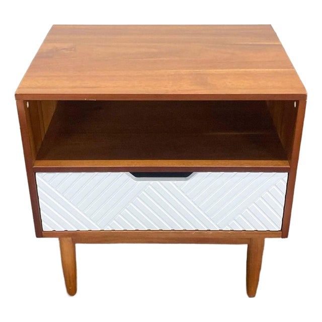 West Elm One Drawer Nightstand With Open Shelf For Sale
