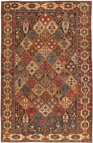 Antique Bakhtiari Multi/Ivory Rug, 10' 7" X 16' 9"