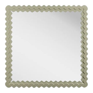 Fleur Home Carnival Chaos Square Mirror in Cooking Apple Green, 30x30 For Sale