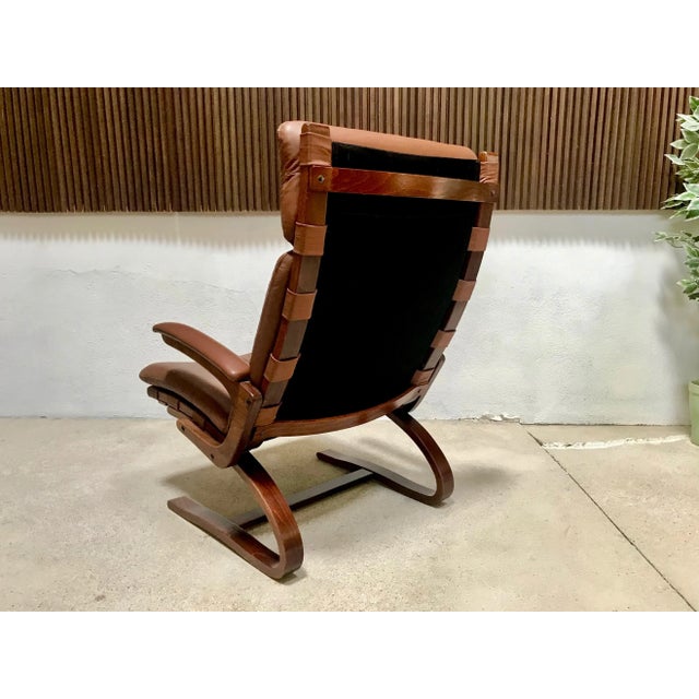 Scandinavian Leather Lounge Chair by Elsa & Nordahl Solheim for Rybo Rykken, 1960s For Sale - Image 16 of 17