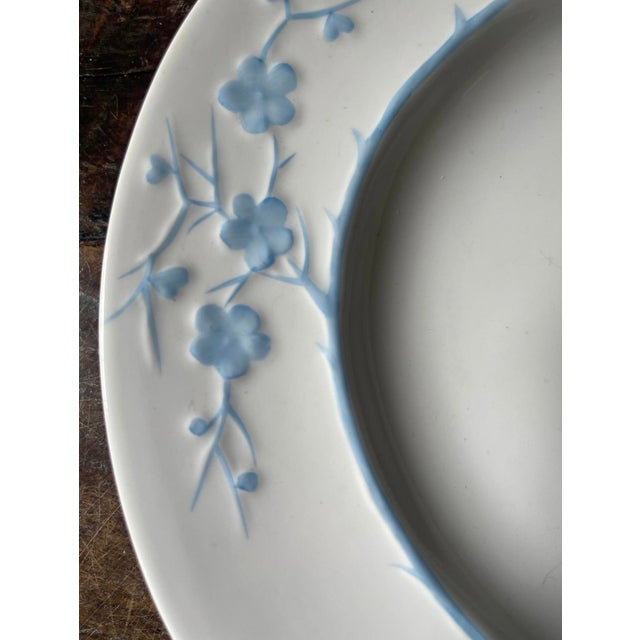 Stunning large platter presented in a crisp white with the softest of baby blues pattern of a cherry blossom branch...