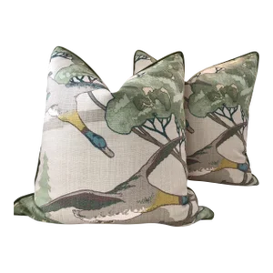 Lee Jofa “Flying Ducks in Emerald Pillows- a Pair
