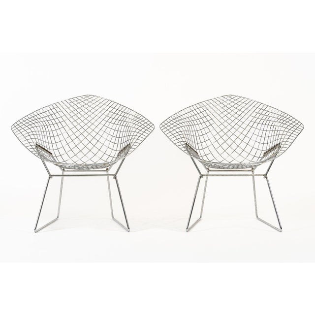 Mid Century Silver Diamond Wire Lounge Chairs by Harry Bertoia for Knoll For Sale - Image 11 of 13