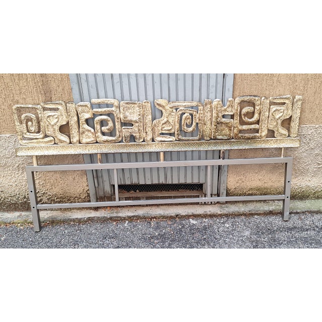 Headboard in Gilded Bronze and Iron, 1960s For Sale - Image 4 of 4