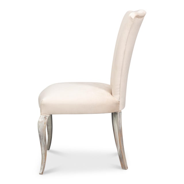Art Deco Louis XV Dining Chairs in Cream with Silvered Legs, Sets of 2 For Sale - Image 3 of 11