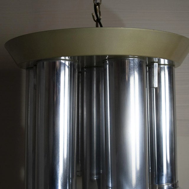 Suspension Chandelier With 7 Lights in Satin Glass, Italy, 1970s For Sale - Image 6 of 10