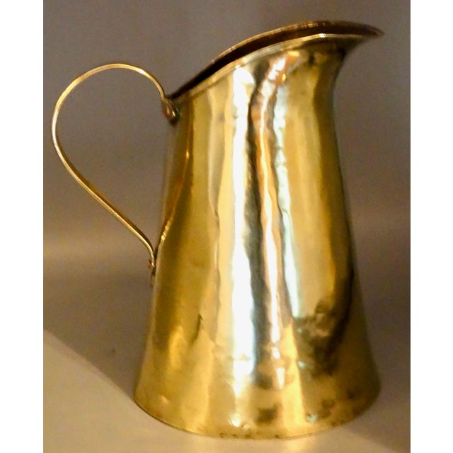 Farmhouse Antique French Handcrafted Brass Pitcher For Sale - Image 3 of 12