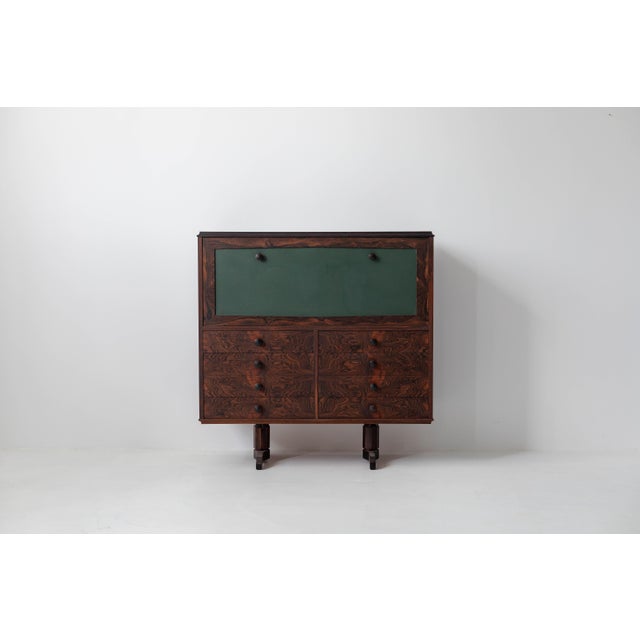 Brown Mid-Century Secretary Cabinet, Italy, 1960s For Sale - Image 8 of 8