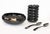 Japanese Aizu Lacquered Black Wood Salad Bowls & Spoons, Set of 9 Pieces For Sale - Image 4 of 13