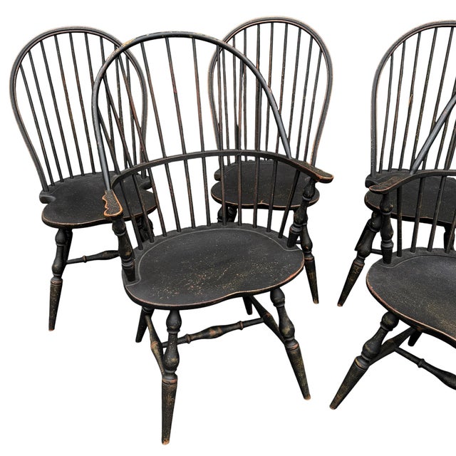 American Set of Six American Hoopback Windsor Dining Chairs For Sale - Image 3 of 18