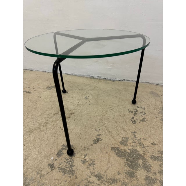 Postmodern Black Enameled Metal and Glass Top Side Table, 1980s For Sale In Miami - Image 6 of 10