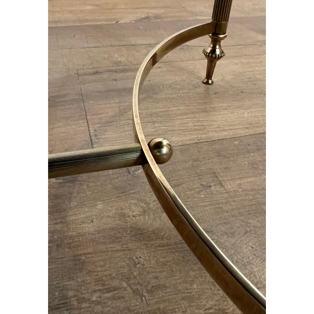 1940s Brass coffee table with black lacquered glass top Attributed to Maison Jansen For Sale - Image 11 of 12