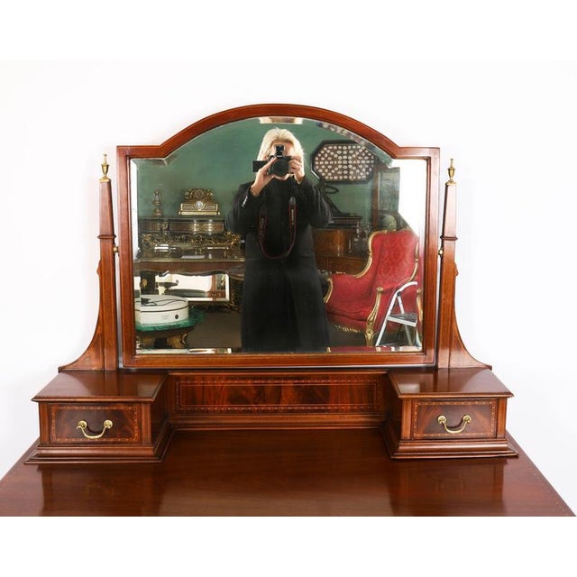 Antique Edwardian Mahogany Dressing Table & Mirror, 1900s For Sale - Image 12 of 18