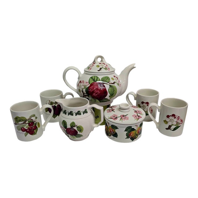 Vintage Pomona Portmeirion Coffee/Tea Set Apples & Flowers Pattern For Sale