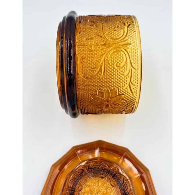 1960s Indiana Sandwich Glass Tiara Amber Canister & Lid For Sale - Image 10 of 10