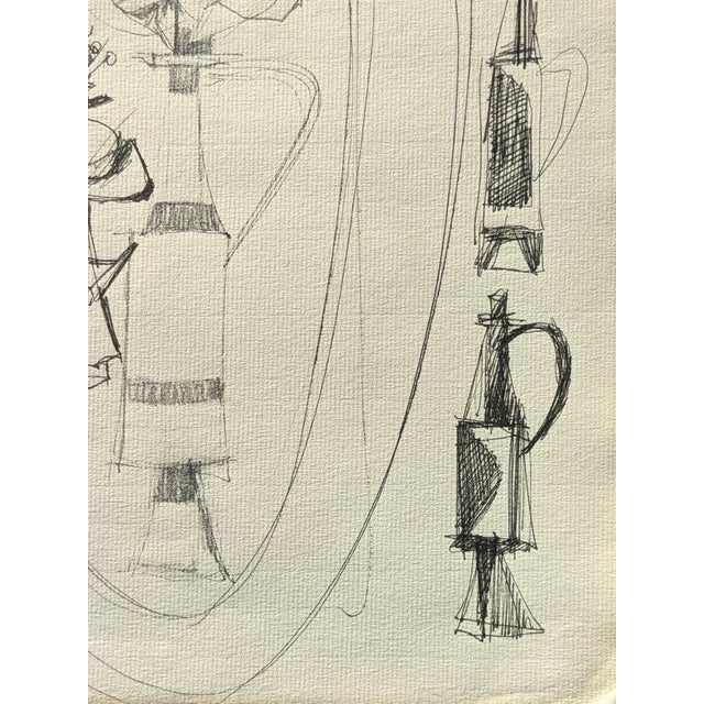David Adickes Early Modern Black & White Abstract Still Life & Vases Drawing Studies, Mid 20th Century For Sale In Houston - Image 6 of 10
