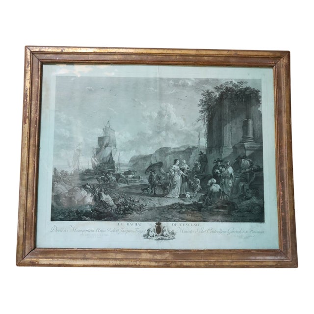 17th Century Italian Framed Engraving With Tinted Blue Glass For Sale