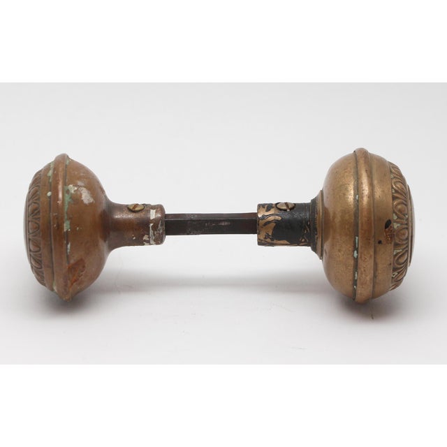 Traditional Vintage Concentric Brass Egg & Dart Entry Door Knobs For Sale - Image 3 of 4