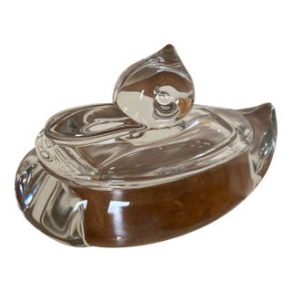 1940’s Duncan & Miller Glass Pall Mall Lidded Duck Cigarette Holder For Sale