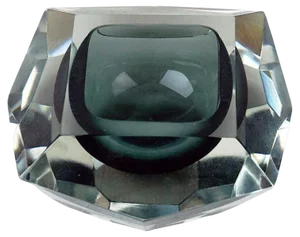 Italian Grey Facetted Murano Glass Ashtray by Flavio Polio for Seguo, 1960s